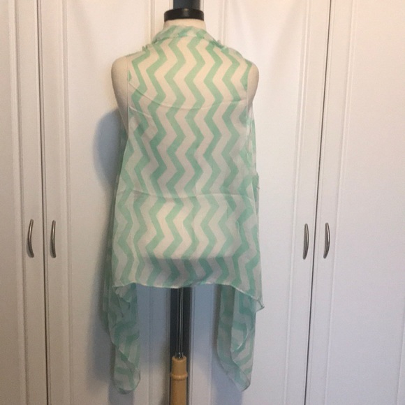 BEAUTIFUL LIGHT GREEN CHEVRON PATTERNED VEST/SCARF - Picture 3 of 4